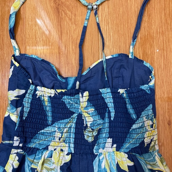 Hollister Blue and Yellow Floral Flower Strappy Y Back Light Spring Summer Dress - Picture 4 of 6